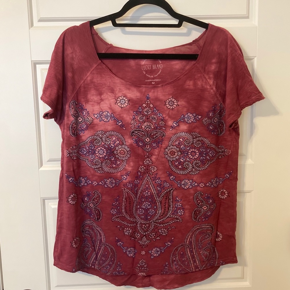 Lucky Brand Tie Dye Boho Print T-shirt